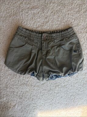 Olive Bubble Hem Shorts
